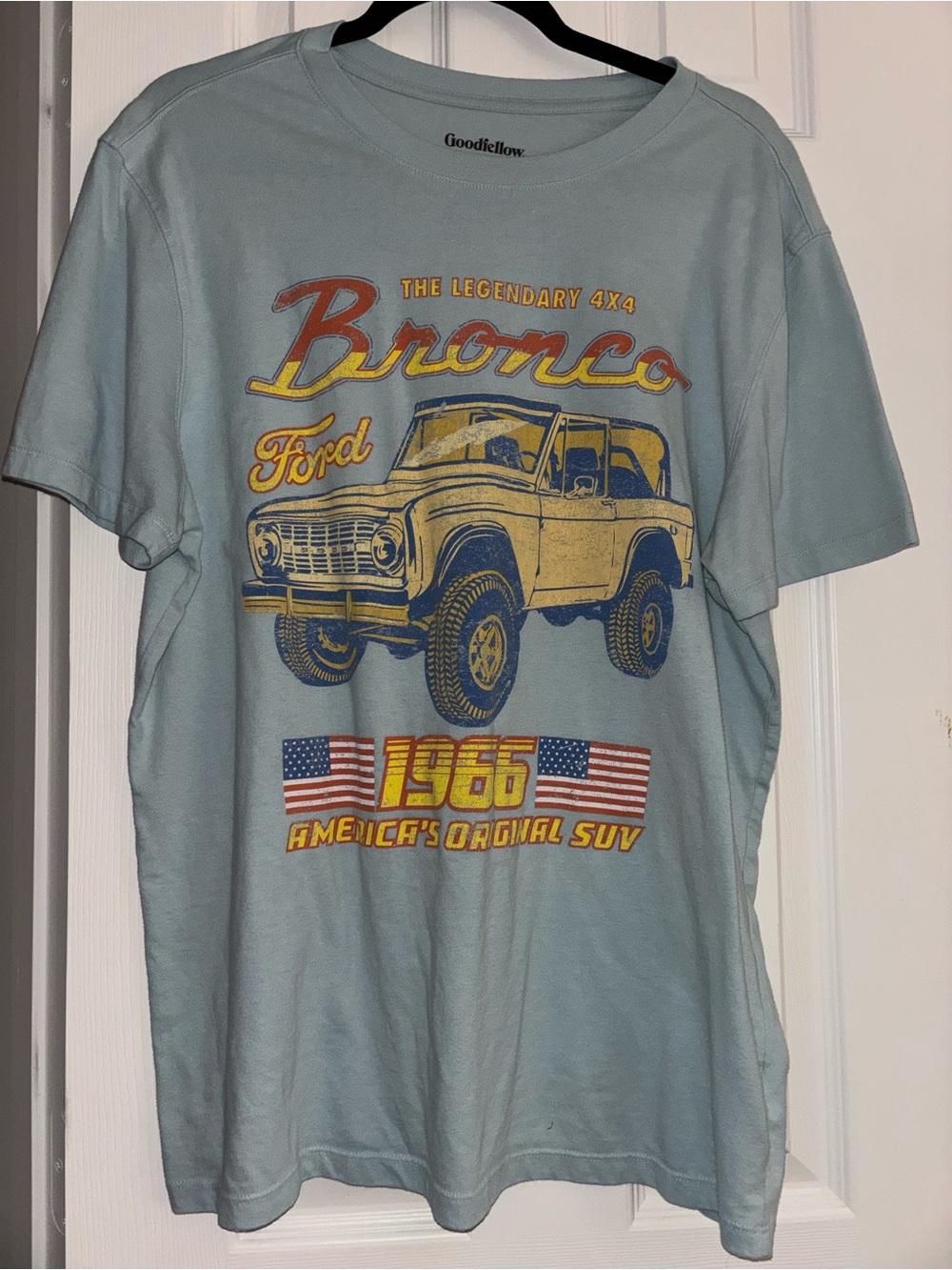 Goodfellow Ford Bronco 1966 Retro Graphic T-Shirt Light Blue Large